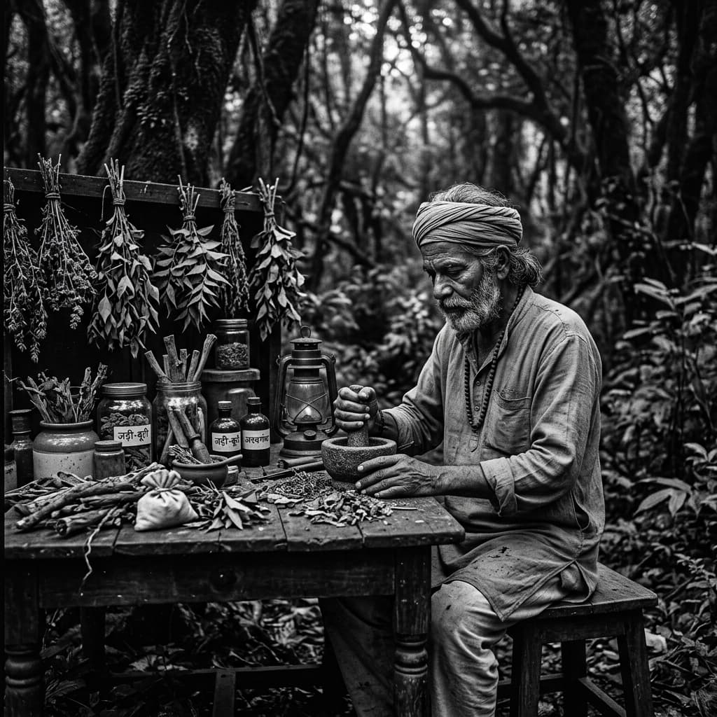 Founder working with herbs